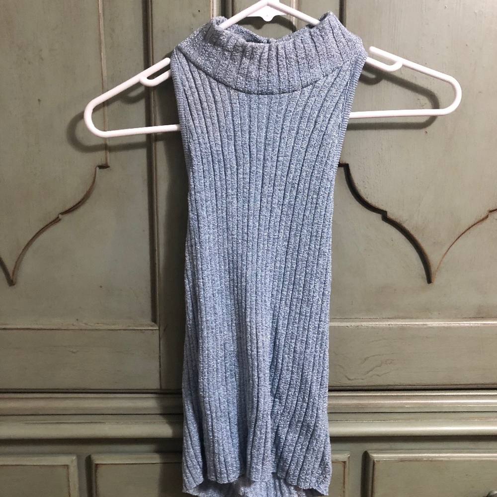 Vintage Girlfriends LA Light Blue Lurex Top (Size Medium) Great Condition